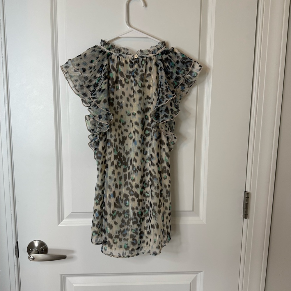 Loft Shimmer Leopard Print Ruffle Sleeve Top - Picture 7 of 8